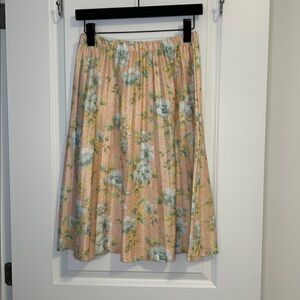Vintage Women's Peach Floral A-Line Skirt